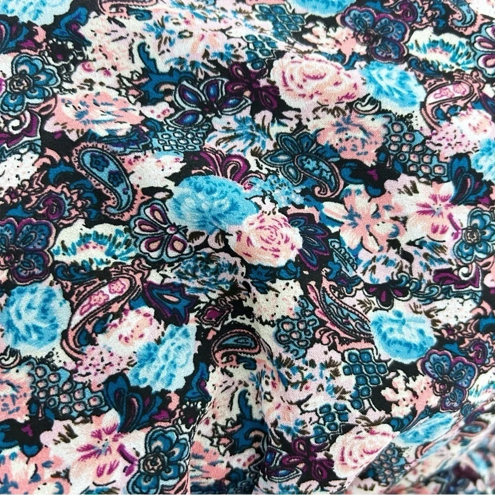 J. Crew Ruffle Hem Paisley Floral Midi Dress Sz 4 Ling Sleeve